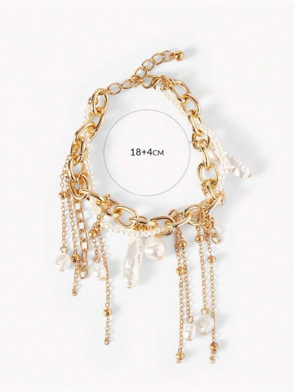 Gold and White Pearl Multi-Chain Charm Bracelet - Picture 6 of 8